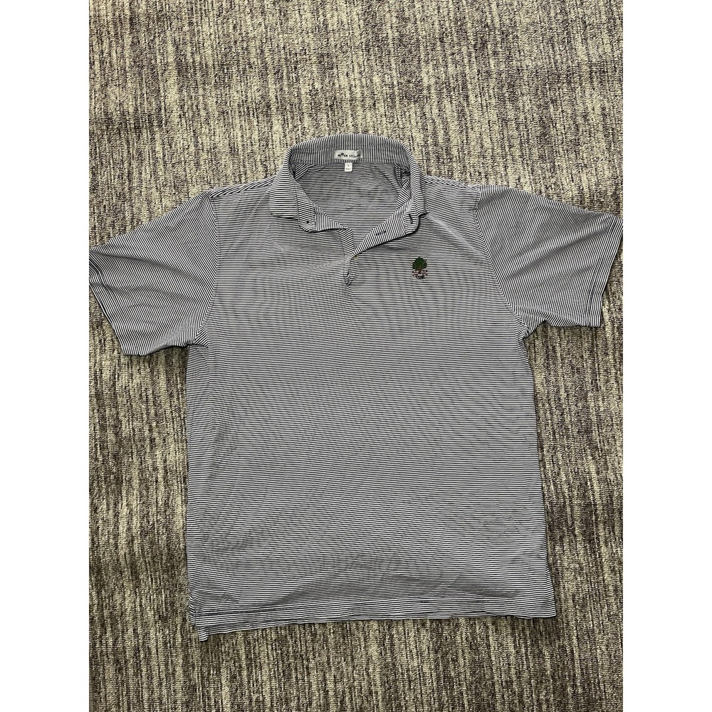 Peter Millar Polo Shirt Black/White Striped Men's Size L Golf Sport